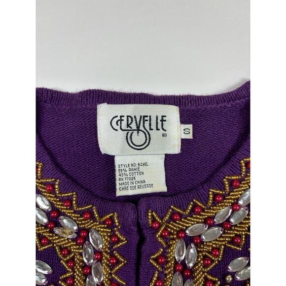 Cervelle Matching Set Sweater Pants Beaded Cardigan Purple Small - Picture 11 of 16